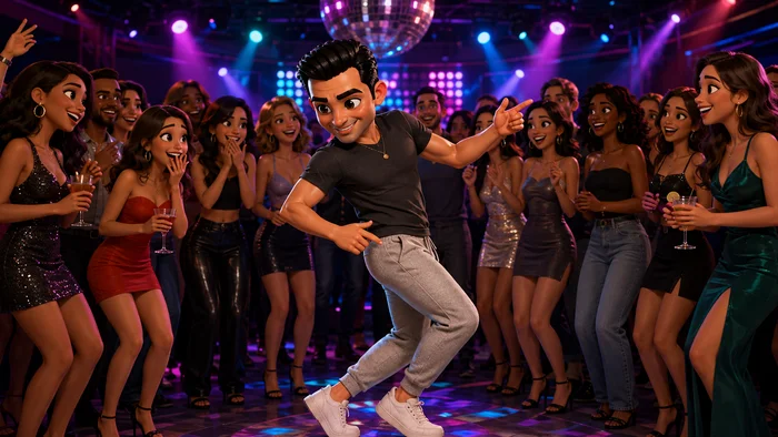 Personas bailando en una fiesta con luces de discoteca