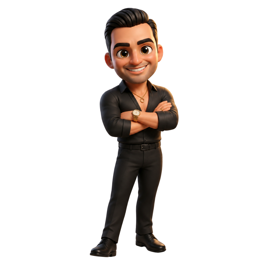 Personaje confiado de la app