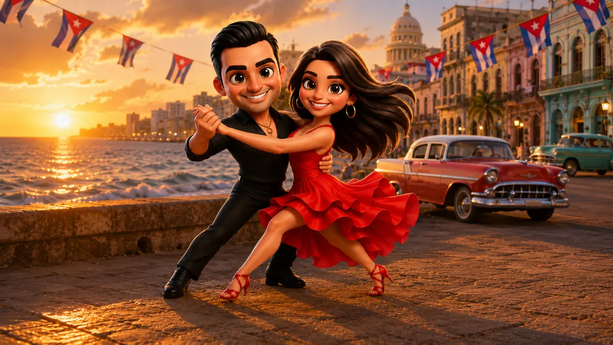 Pareja bailando al aire libre