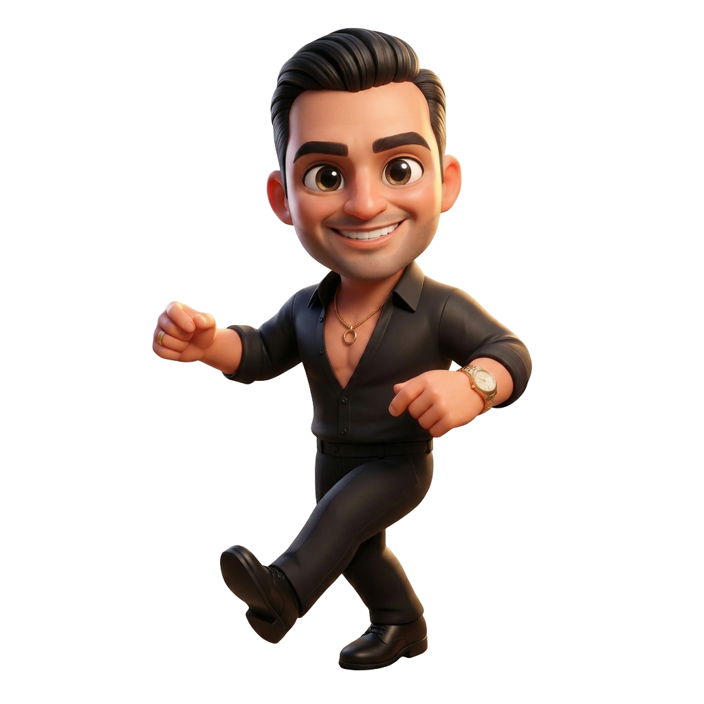 Personaje bailando de la app